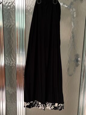 Soma Black Maxi Pajama with White Floral Hem